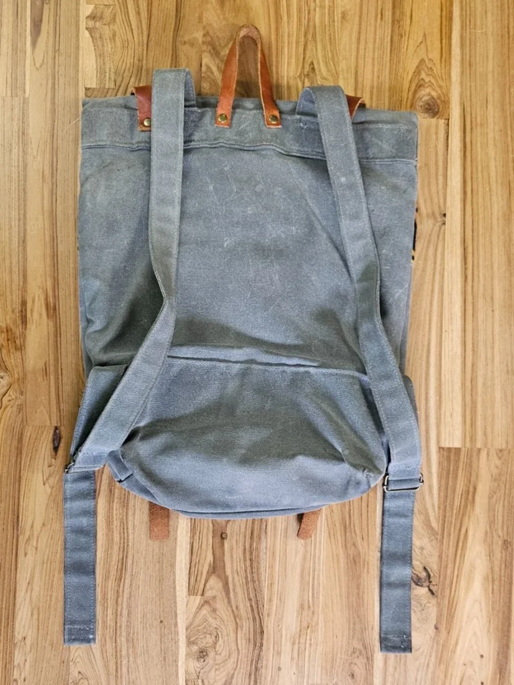 Western Bound Goods Waxed Canvas Backpack, Leather Pendleton Wool Gray, $265 Ret